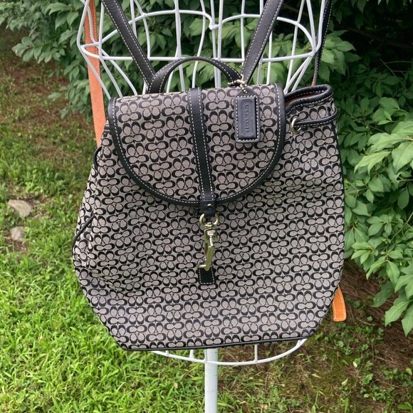 vintage y2k Coach backpack  6342 Legacy Signature C black grey Jacquard - Picture 3 of 11